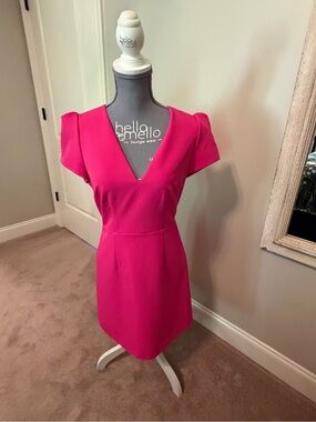Milly Hot Pink V-Neck Mini Dress